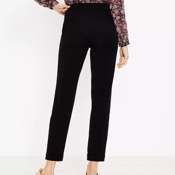 LOFT Pants - Ann Taylor LOFT 8 Black Slim Leg Crop Ankle Stretch Sailor Button Dress Pants‎